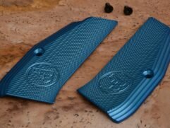 Blue aluminium grips