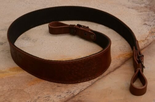 Embossed genuine leather rifle or shotgun sling