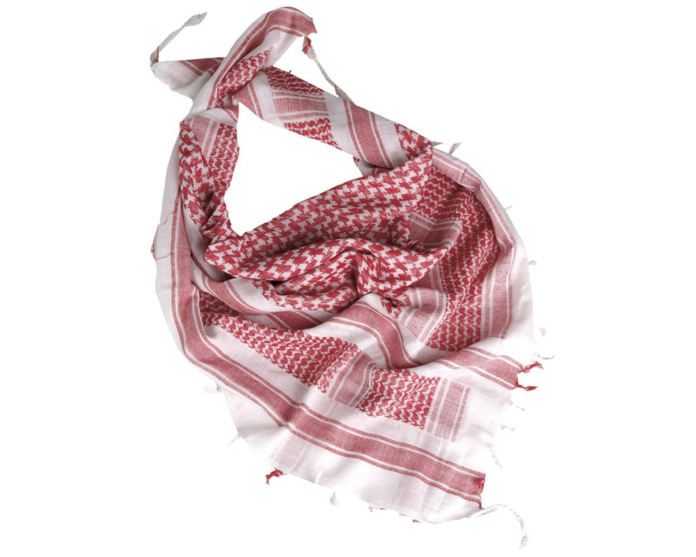 White-Red Military Keffiyeh Arab HeadWrap - Gunspart